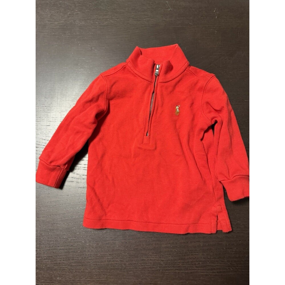 RALPH LAUREN Kids Quarter Zip Pull Over Red Embroidered Pony Sz 18M